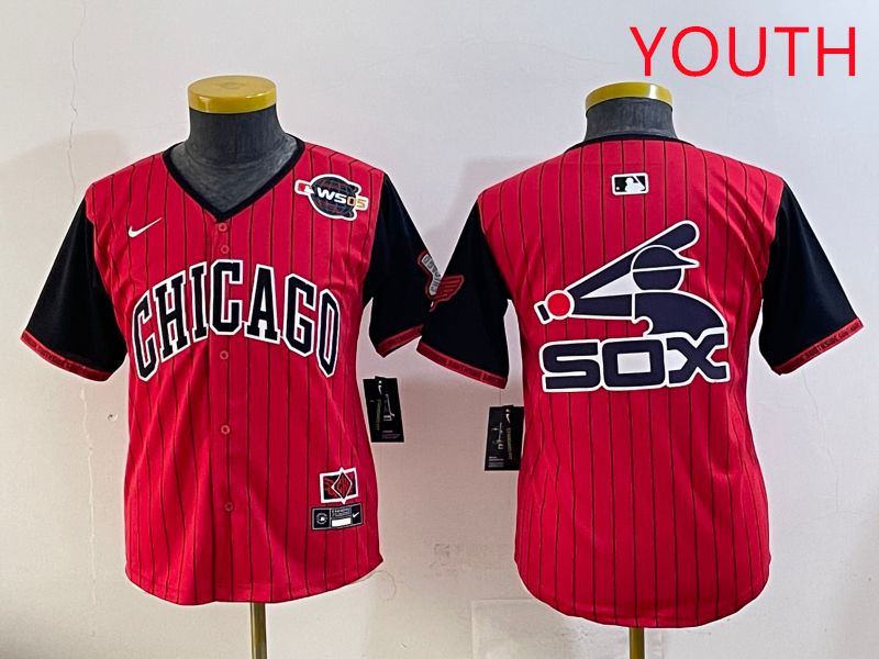 Youth Chicago White Sox Blank Red Stripe Joint Name Nike 2025 MLB Jersey style 10
